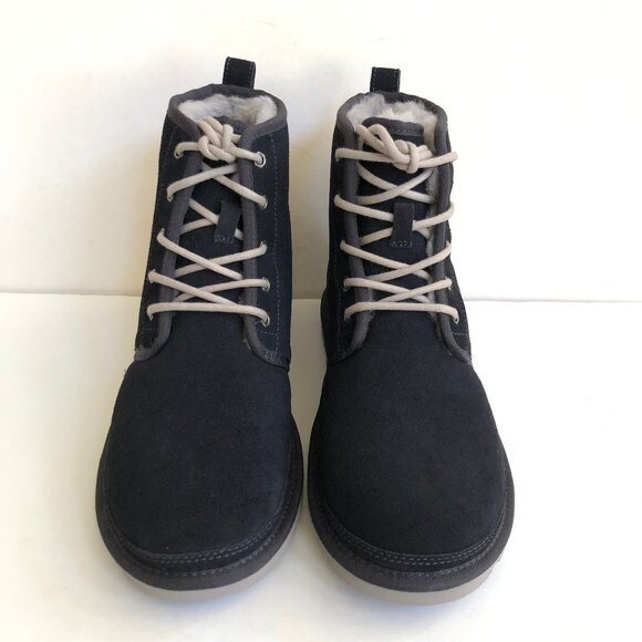 UGG MEN HARKLEY WATERPROOF NEW NAVY SHEARLING SUEDE BOOTS US 8 / EU 41 / UK 7 - Picture 3 of 6